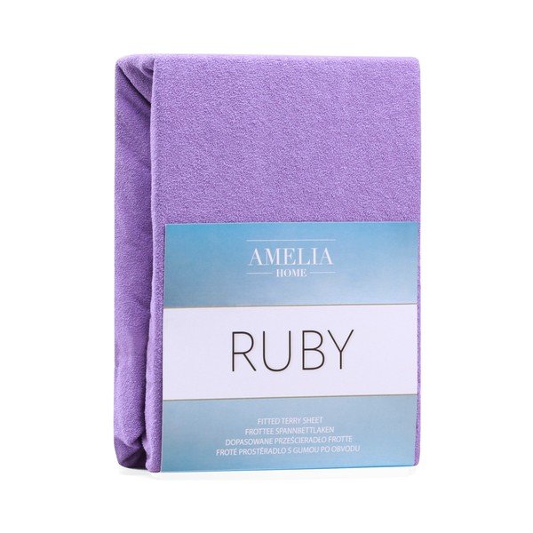 Fialové elastické prostěradlo na dvoulůžko AmeliaHome Ruby Purple, 220-240 x 220 cm-image-2