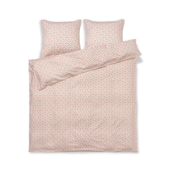 Бяло и розово памучно спално бельо от сатен за двойно легло 200x220 cm Pleasantly - JUNA