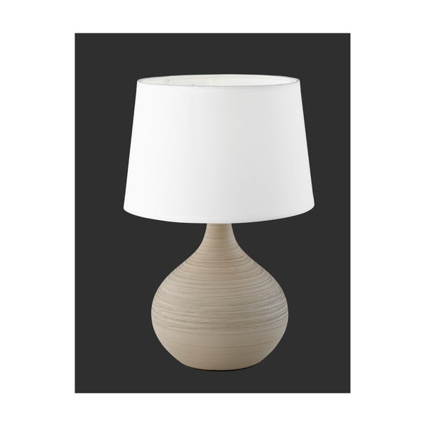 Бяло-кафява настолна лампа от керамика и плат, височина 29 cm Martin - Reality-image-4