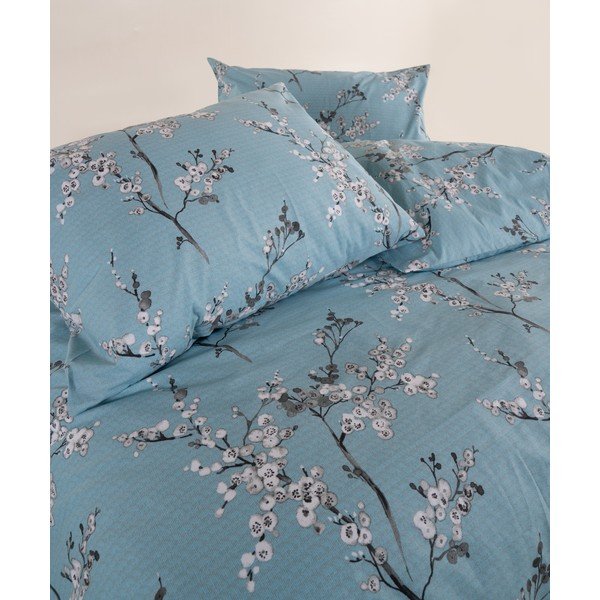 Синьо  единично  спално бельо от памук Renforcé 140x200 cm Blue Floral – Mila Home Luxury-image-4