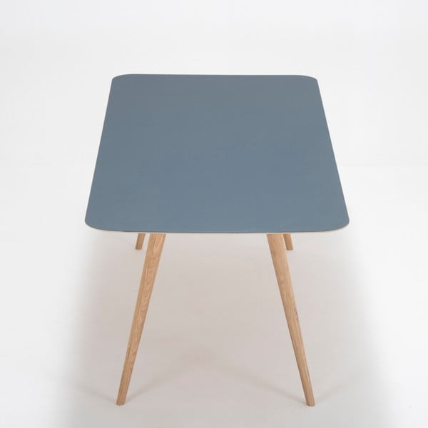 Jídelní stůl z masivního dubového dřeva s tmavě modrou deskou Gazzda Linn, 200 x 90 cm-image-2