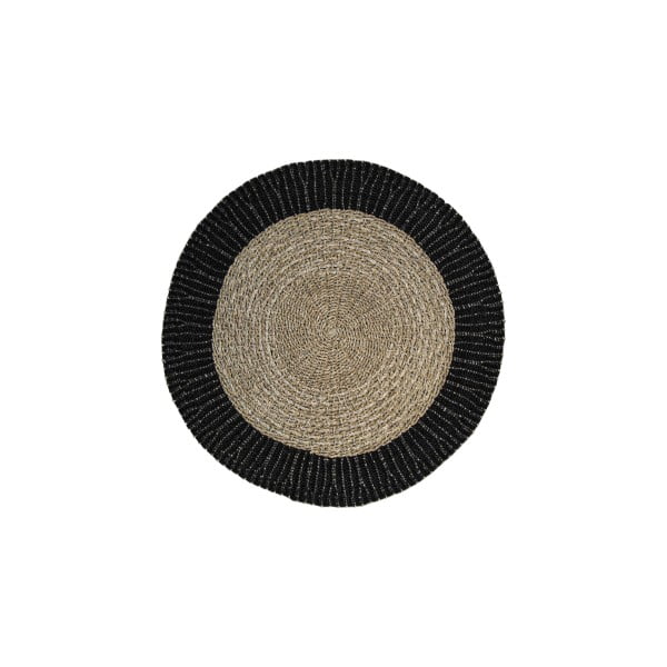 Черен/естествен кръгъл килим от морска трева ø 120 cm Malibu - HSM collection