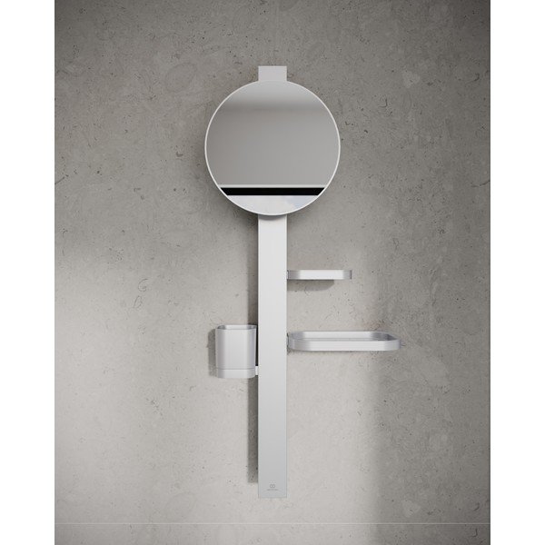 Стенно огледало с рафт/със закачалка ø 20,5 cm ALU+ – Ideal Standard-image-1