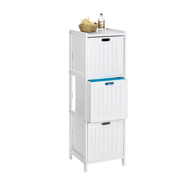 Бял дървен шкаф за баня с 3 чекмеджета Oslo - Wenko-image-2