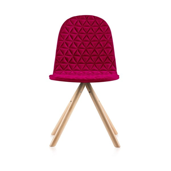 Růžová židle s přírodními nohami Iker Mannequin Triangle