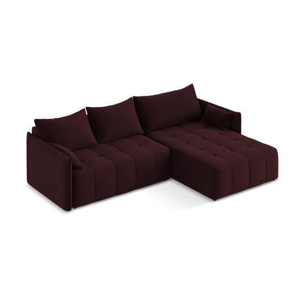 Разтегателен ъглов диван с място за съхранение в цвят бордо (десен ъгъл) Moku – Makamii-image-2