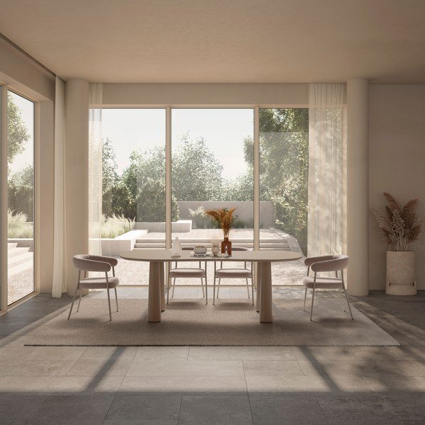 Бежови тапицирани трапезни столове в комплект с подлакътници 2 бр. Yuri – MOME-image-2