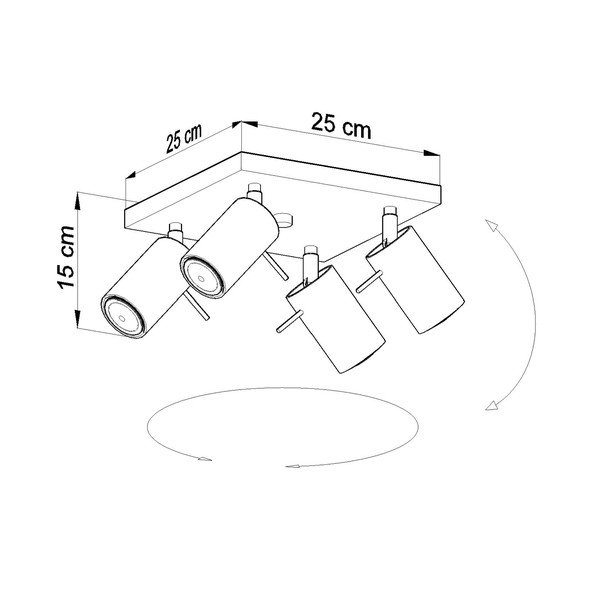 Сиво таванно осветително тяло Quatre Etna - Sollux-image-2