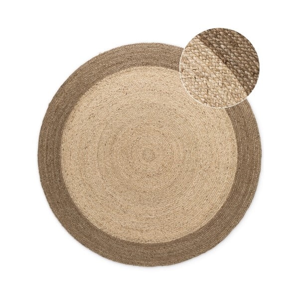 Двустранен ръчно изработен ютен кръгъл килим в сиво-бежов цвят ø 100 cm Jutta Greige – Hanse Home