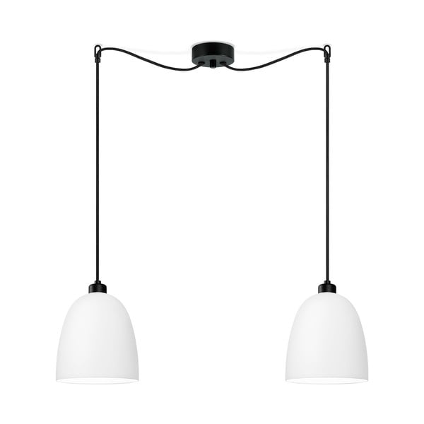 Бяла висулка с две рамена и черен кабел Matte Awa - Sotto Luce