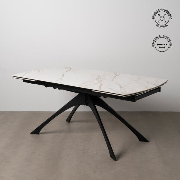 Сгъваема трапезна маса с допълнителна плоча с плот от имитация на мрамор 90x180 cm Rocía – Ixia-image-1