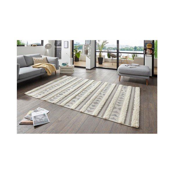Сив килим Handira Tribal Stripes, 155 x 230 cm - Mint Rugs-image-3