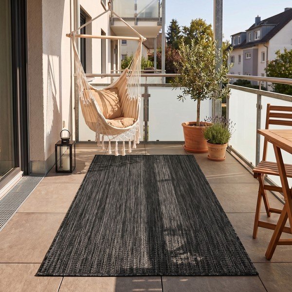 Черен килим за открито и закрито 60x100 cm Mira 1450 – Ayyildiz Carpets-image-1