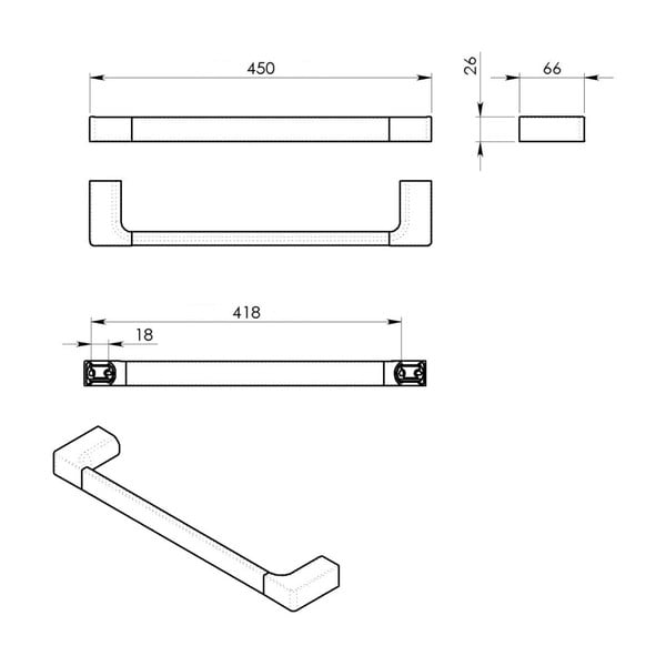 Стенна месингова поставка за кърпи златна Gedy Pirenei – Sapho-image-2