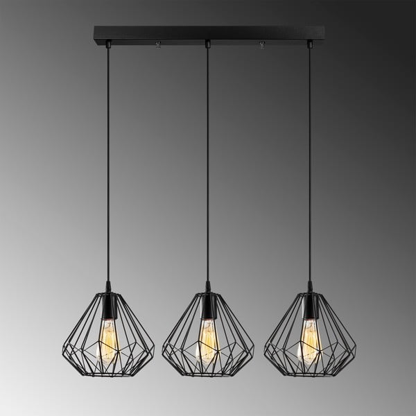 Черно висящо осветително тяло с метален абажур Diamond – Opviq lights-image-3