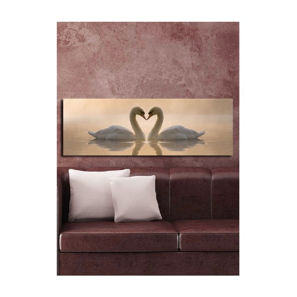 Изображението върху платно Swan Love, 90 x 30 cm - Wallity-image-1