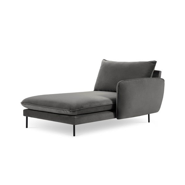 Тъмно сиво кадифено кресло за отдих, десен ъгъл Vienna - Cosmopolitan Design-image-2