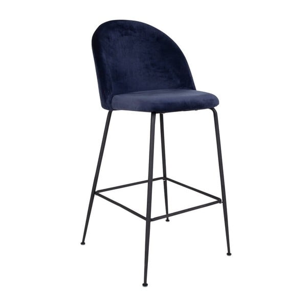 Комплект от 2 сини бар стола с кадифена тапицерия и черни крака Lausanne - House Nordic