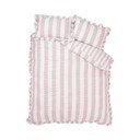 Розово двойно  3 части спално бельо 200x200 cm Seersucker Frill Stripe – Catherine Lansfield