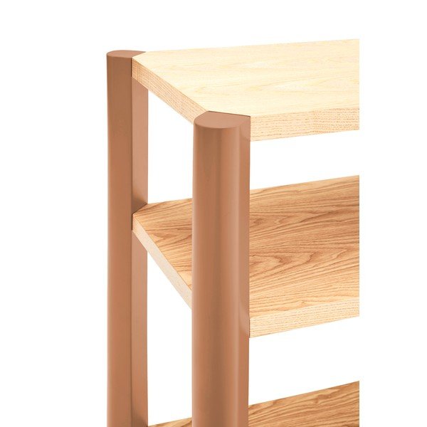 Стелаж от декор от дъб  в тухлен цвят/в светло естествен цвят 126x128x43 cm Bona – Teulat-image-3