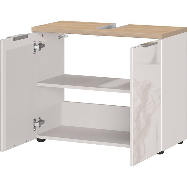 Кремав гланцов шкаф за мивка 70x58 cm Tavira – Germania-image-2