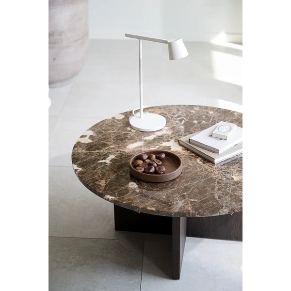 Кръгла масичка за кафе от кафяв мрамор 90x90 cm Brooksville - Rowico-image-1