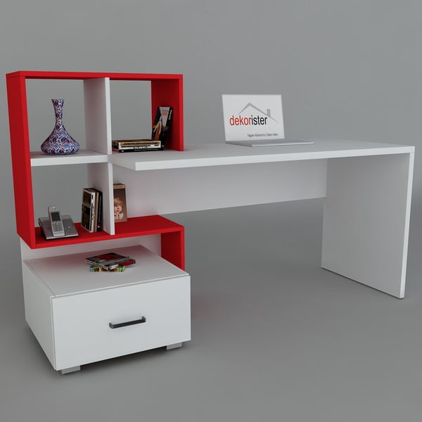 Pracovní stůl Bloom White/Red, 60x120x73,8 cm
