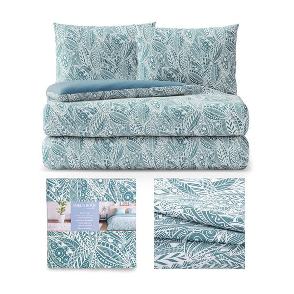 Зелено-синьо  двойно  памучно спално бельо 200x200 cm Averi Mexica – Restilo-image-2