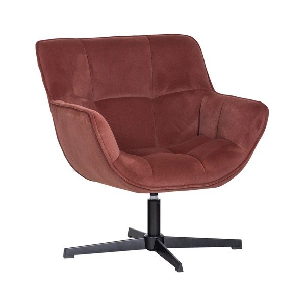 Теракотено въртящо се кадифено кресло Wibo – WOOOD