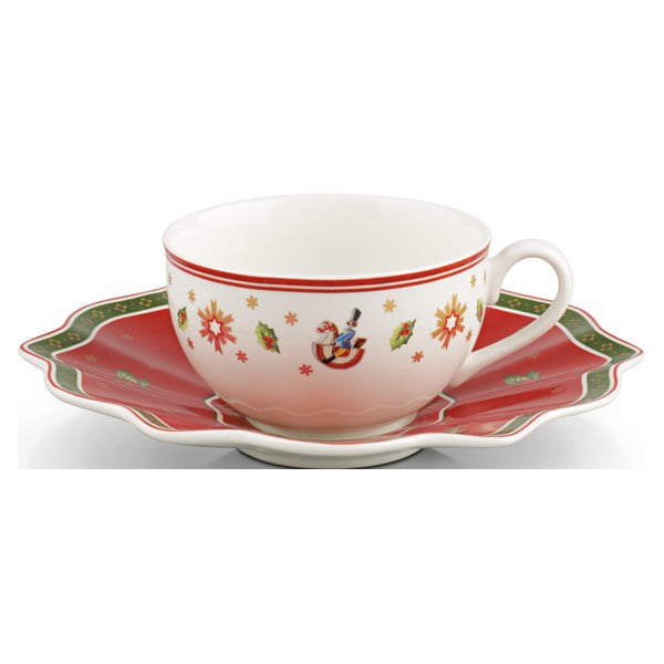 Червено-бяла порцеланова чаша с чинийка с коледен мотив Villeroy & Boch, 0,3 л - Villeroy&Boch