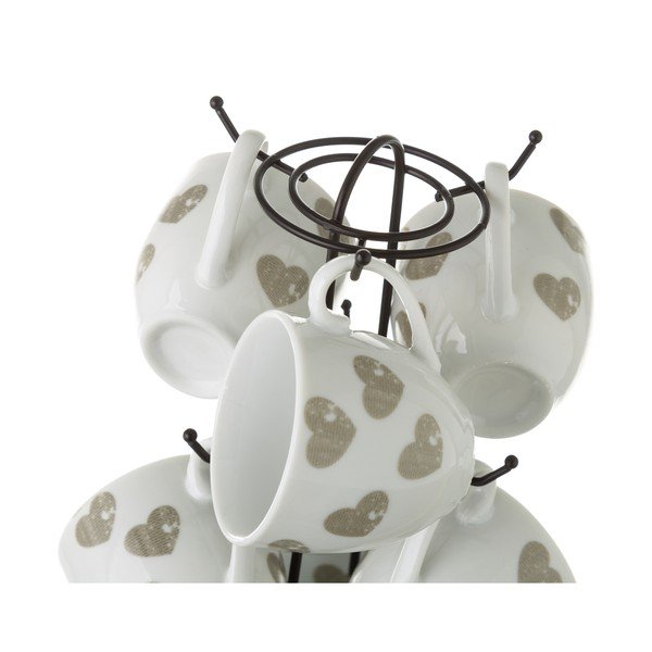 Sada 6 šálků s podšálky na kovovém stojanu Unimasa Love-image-3