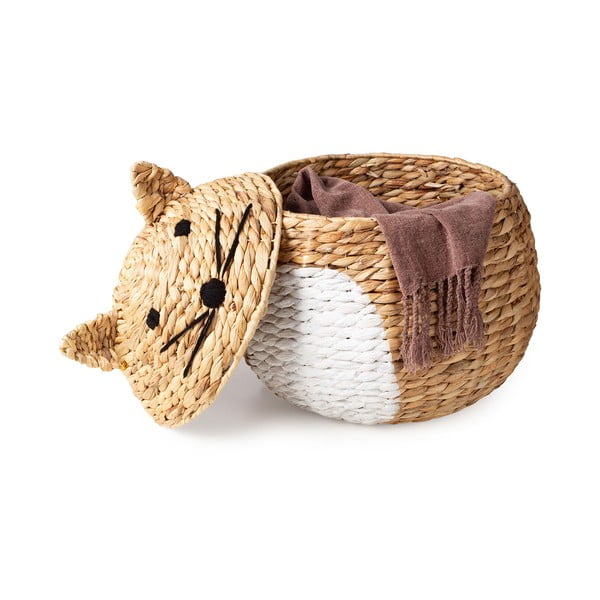 Детска кошница за играчки от воден зюмбюл естествена ø 40x43 cm Cat – Compactor-image-4