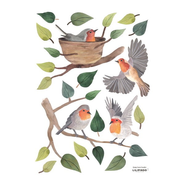 Лист със стикери 30x42 cm Robins Redbreast - Lilipinso