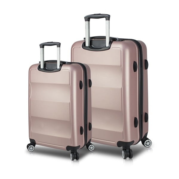 Комплект от 2 розови куфара за пътуване на колела с USB портове My Valice LASSO Голям и среден - Myvalice