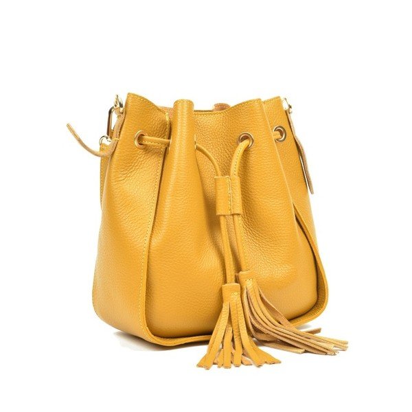 Жълта кожена чанта Jessie - Carla Ferreri-image-3