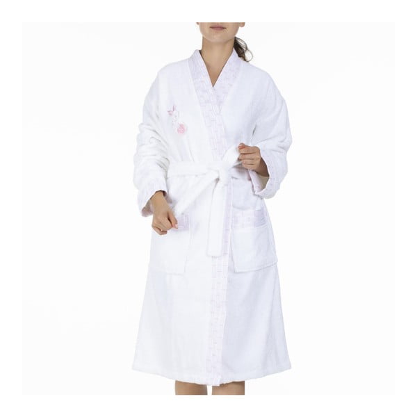 Бял памучен дамски халат , L/XL - Bella Maison