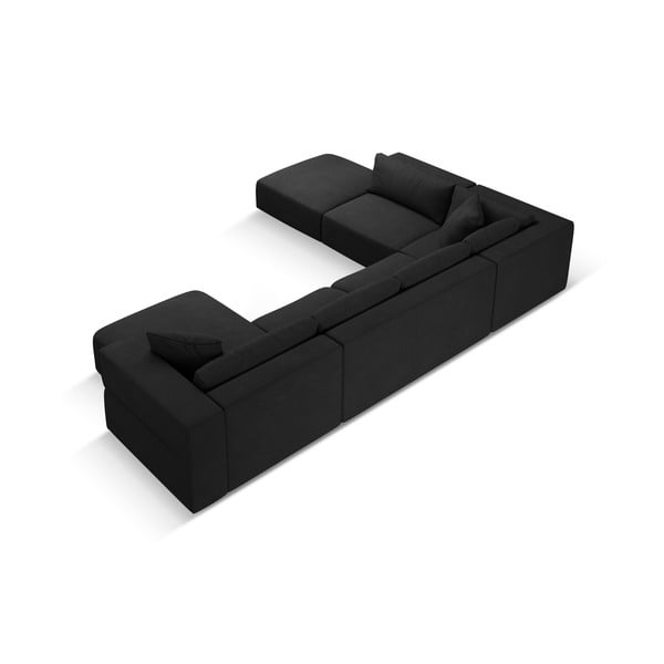 Черен ъгъл U-образен диван, ляв ъгъл Esther – Milo Casa-image-3