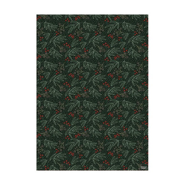 5 листа черна и зелена опаковъчна хартия, 50 x 70 cm Winter Floral - eleanor stuart-image-2