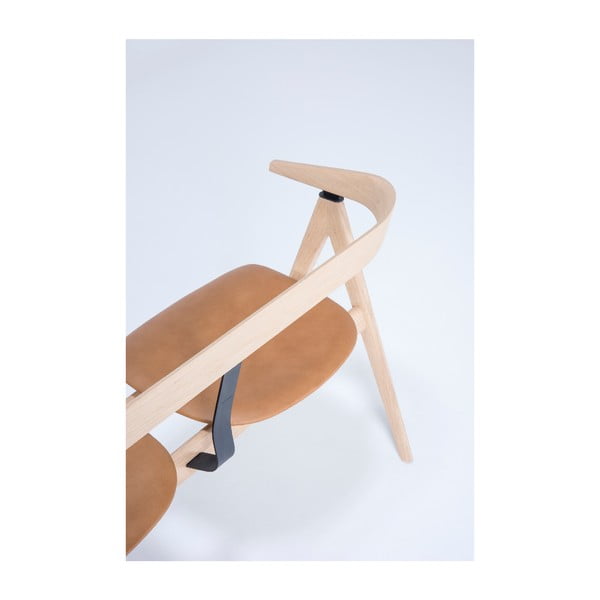 Пейка от дъбово дърво с кожена седалка Ava - Gazzda-image-2