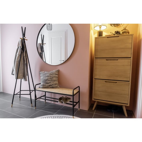 Черен/естествен метален шкаф за обувки с пейка Loft - Wenko-image-1