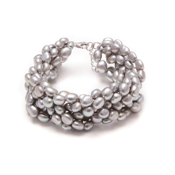 Náramek z říčních perel GemSeller Linum, stříbrné perly