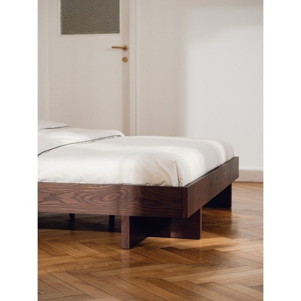 Двойно легло 180x200 cm от МДФ от декор от дъб  без табла с включена подматрачна рамка в естествен цвят Kito – noo.ma-image-2