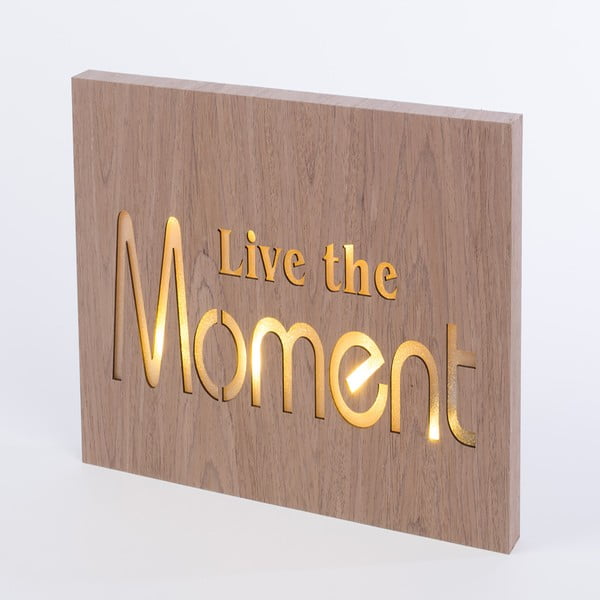 Obraz se svítícím nápisem Live The Moment, 42x24 cm