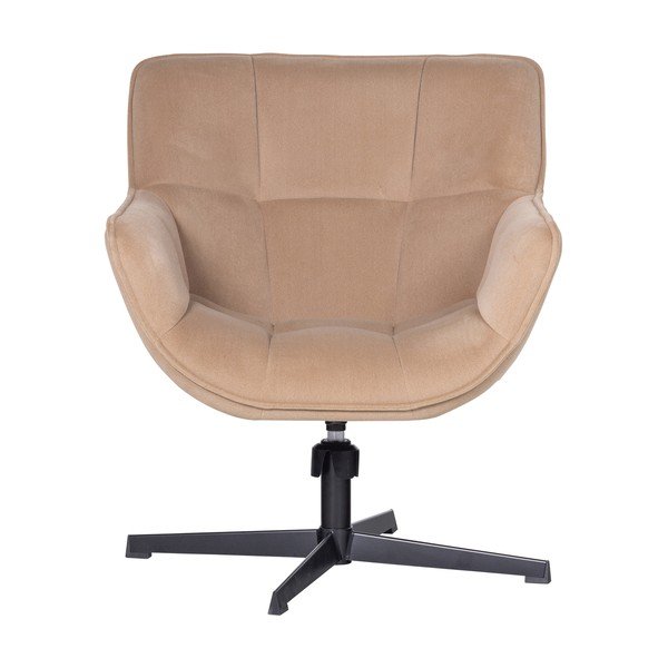 Бежово въртящо се кадифено кресло Wibo – WOOOD-image-2