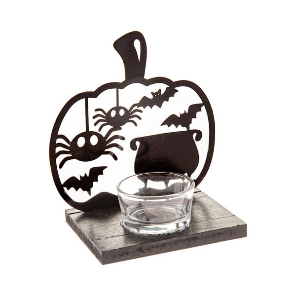 Дървен свещник с хелоуински мотив Happy Halloween – Dakls