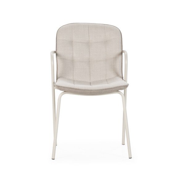 Бежов тапициран трапезен стол с подлакътници Angie – Marckeric-image-2