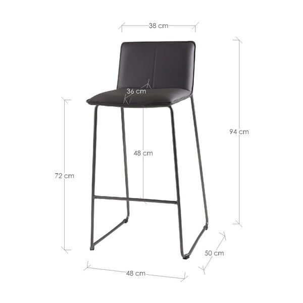 Комплект от 2 сиви бар столове Lou - sømcasa-image-2
