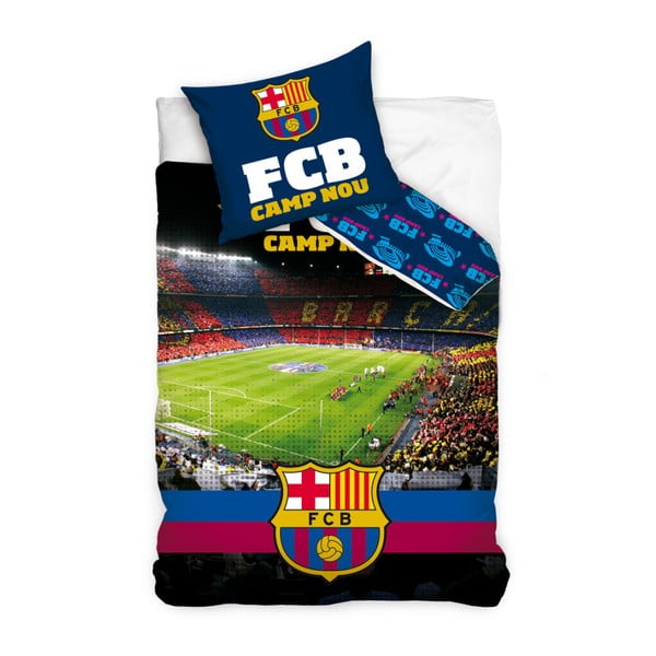 Детско памучно спално бельо за единично легло FC Barcelona Spadion, 140 x 200 cm - CARBOTEX