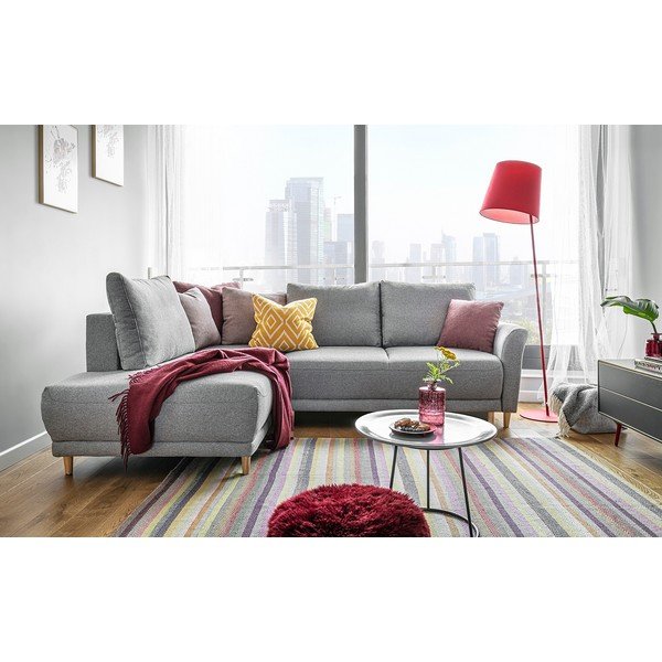 Светлосив ъглов разтегателен диван, ляв ъгъл Lovely Annie - Miuform-image-1