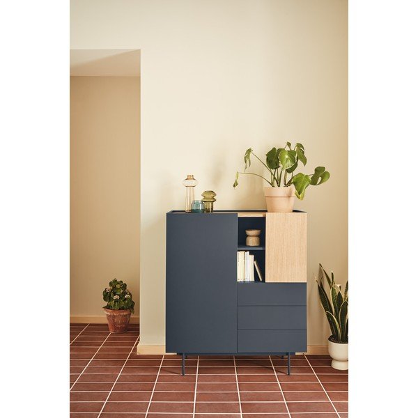 Висок скрин с чекмеджета в антрацит и естествен дъб 100x120 cm Otto - Teulat-image-1